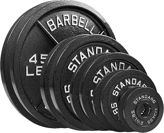 Steel Olympic Plates 175LB Set - 2 inch Olympic Hammertone Coated 2x 2.5lb, 5lb, 10lb, 25lb, 45lb for Weight Lifting Training