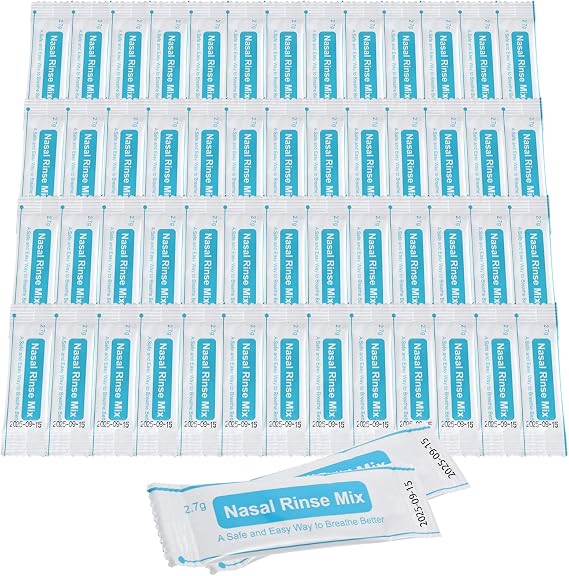 2.7g*54 Packets Neti Pot Salt, Sinus Rinse Salt for Neti Pots, Individually Wrapped Nasal Rinse Salt, Sinus Relief Rinse Kit for Adult & Kid (54)