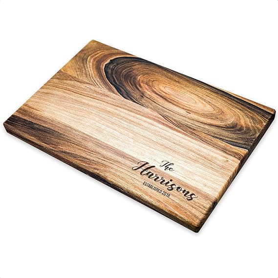 Personalized Walnut Wood Cutting Board Custom Engraving with Family Name 8x12 Inches Gift for Wedding, Anniversary, Christmas, Housewarming, Mothers Day Great for Parents and Friends