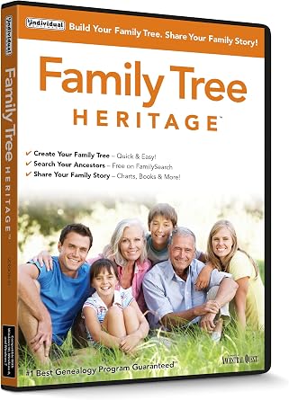 Family Tree Heritage - Genealogy Software - Includes Free Searches to FamilySearch, the World's Largest Genealogy Database & Options for English, French, German & Spanish - CD/PC