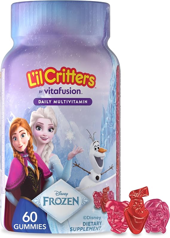 Lil Critters Disney Frozen Kids Multivitamin Gummies | 60 Count | Gummy with Vitamin A, B, C, D, E | Assorted Fruit Flavors | 11 Essential Nutrients | Gluten and Dairy-Free Children's Daily Supplement