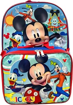 Disney Mickey Mouse 16" Backpack With Detachable Lunch Box (Mickey-Fun House)