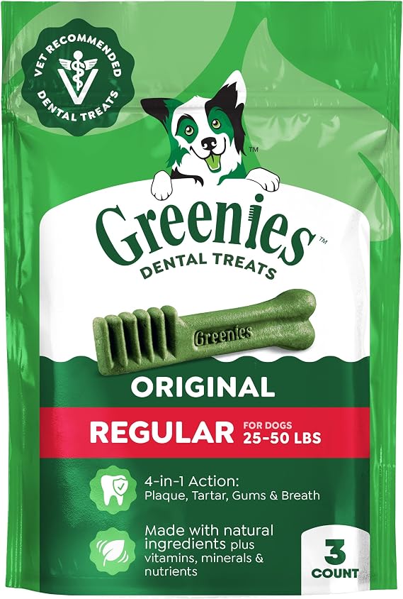 Greenies Regular Dental Dog Treats, Original Chicken Flavor, 3 Count