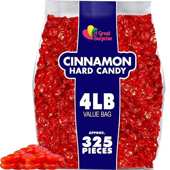 Cinnamon Hard Candy Individually Wrapped - 4 Pounds - Cinnamon Discs Hard Candies - Red Suckers - Bulk Candy