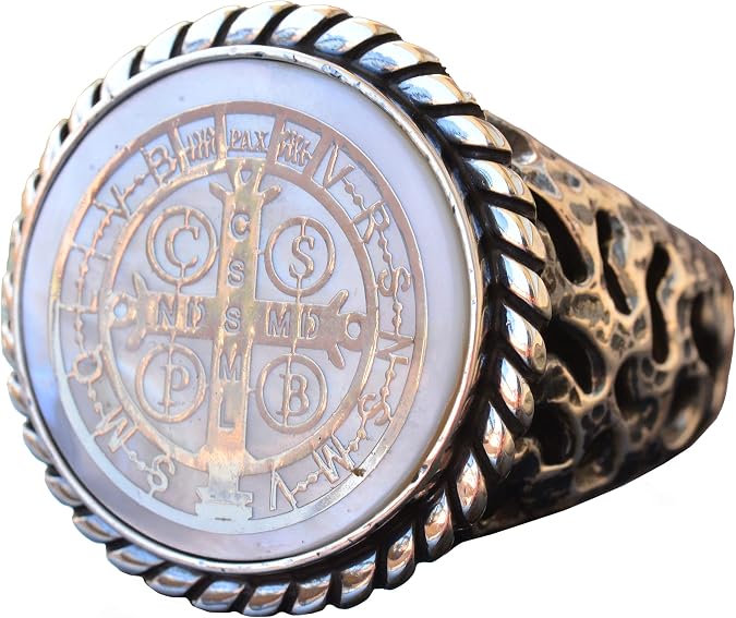 KAMBO 925 Sterling Silver Signet Ring for Men - Symbols Design