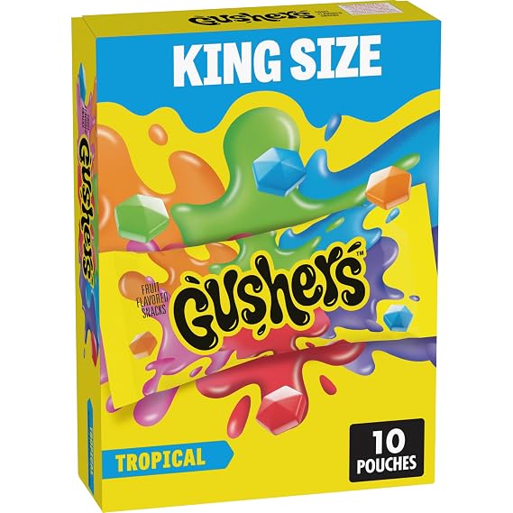 Gushers Tropical Fruit Flavored Snacks, King Size Pouches, 10 ct, 19 oz