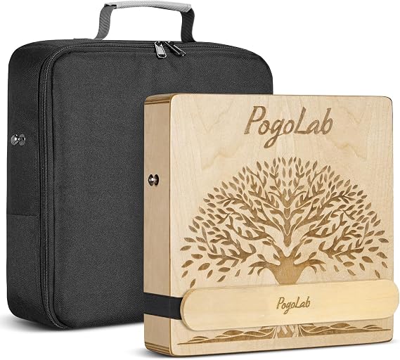 POGOLAB Portable Cajon, Multi-Tone Travel Drum Box with Storage Bag & Detachable Snare Drum Strap, Exquisite Carved Patterns, Beautiful Percussion Instrument Gift