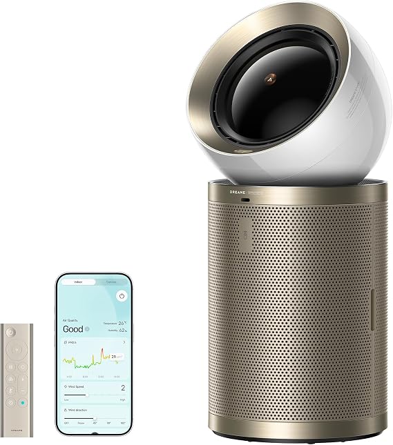 Dreame Smart Air Purifier for Home Large Room, Cleans 7,534 ft2 in One Hour with 4 Filters, Dual-way Air Oulets, Al Tracking, Air Quality Monitor with 7 Sensors, 2-in-1 Purifier & Fan, PM10