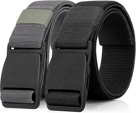 Non Metal Belts for Men Stretchable Nylon Belt, Black&Grey S