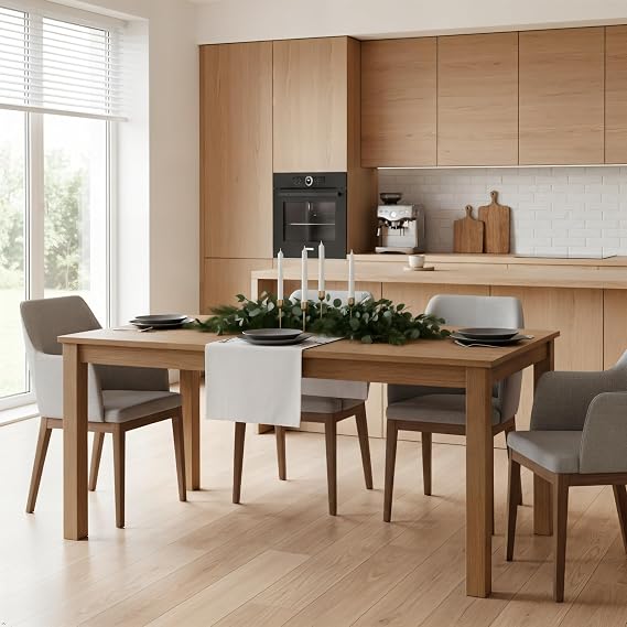 Grain & Grove Davie 60 Inch Dining Table, Rectangular, Pecan