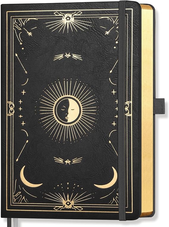 A5 Bullet Journal, 192 Pages, A5 Medium Size (14.5 x 21cm), Dotted Journal Notebook for Women & Men, Journaling, Planning, Tracking, Hardcover, 100 GSM Thick Paper - Black