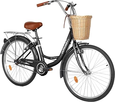 Outroad Comfort Bike for Women, 2426 Inch Commuter Bicycle for Adult Men and Women, High-Carbon Steel Comfortable City Bikes with Rear Rack or Basket