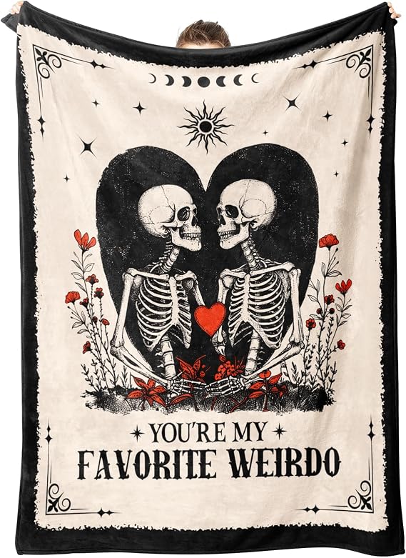 Gifts for Him Her, Anniversary Halloween Blanket for Women Men 60"X50" | Birthday Gifts for Boyfriend Girlfriend, I Love You Gift, Engagement, Wedding, Gothic Gifts for Wife, Husband, Couple