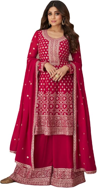GRC Women's Salwar Kameez Suit Heavy Faux Georgette Indian Pakistani Ready To Wear Palazzo Dress
