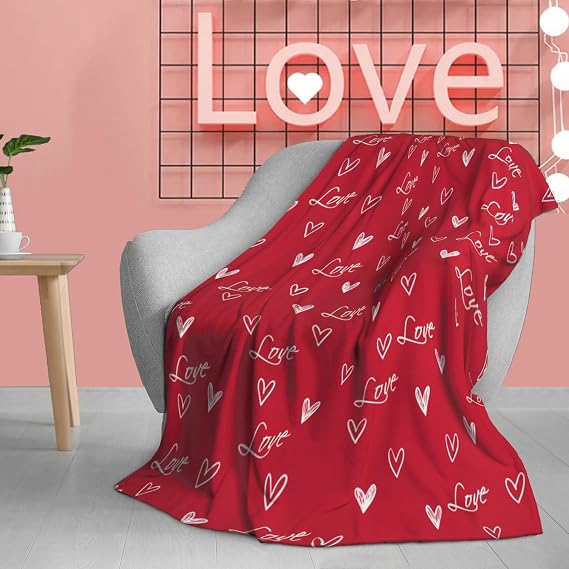 Love Blanket Red Super Soft Fuzzy Warm and Cozy Heart Throws for Bedding Couch Sofa Bed 60 x 50 inch