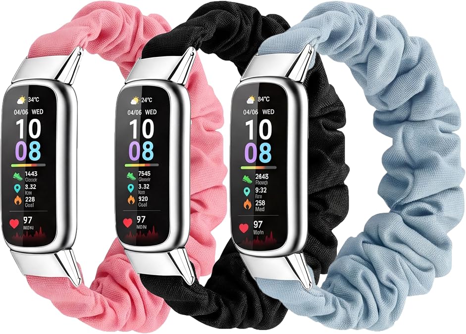 3 Pack Bands for Fitbit Luxe Bands for Women,Scrunchie Stretchy Strap Cute Elastic Sport Replacement Fabric Cloth Wristband for Fitbit Luxe Fitness and Wellness Tracker