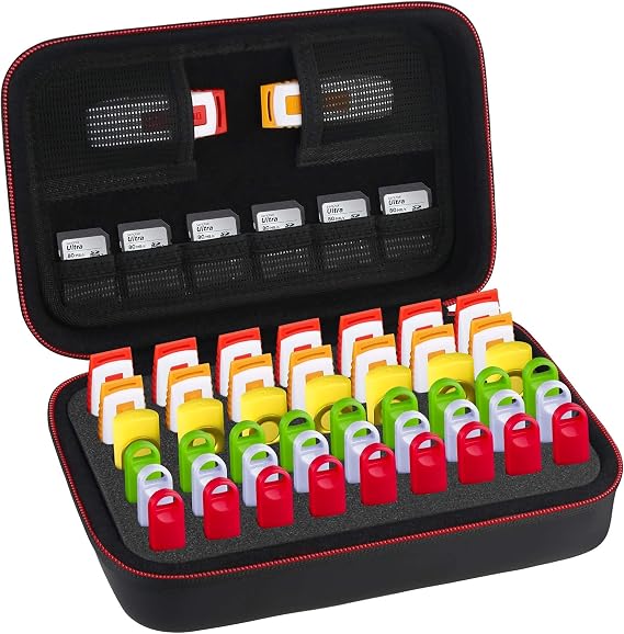 BOVKE 48 Slots Flash Drive Case SD Card Holder USB Storage Case, Black