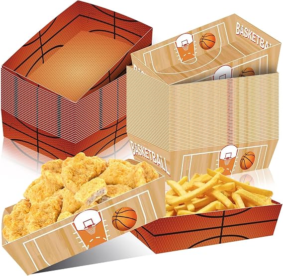 Basketball Party Decorations Basketball Party Supplies-36Pcs Basketball Party Favors Basketball Paper Food Tray Basketball Disposable Serving Boats for Basketball Theme Birthday Party Decorations
