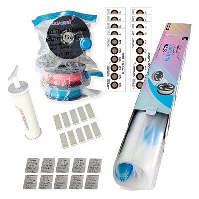 ATARAXIA ART Filament Storage Bag kit 41pcs,1 Bag Store 2 Spool total 20, Box 10 BagsdesiccantClipHumidity Indicator CardHand Pump, Vaccum Seal PLA Storage Rack or Using After Filament Dryer Box