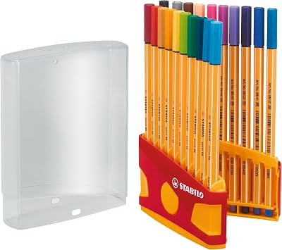 STABILO Fineliner point 88 - ColorParade - Pack of 20 Assorted Colors with Hanging Loop