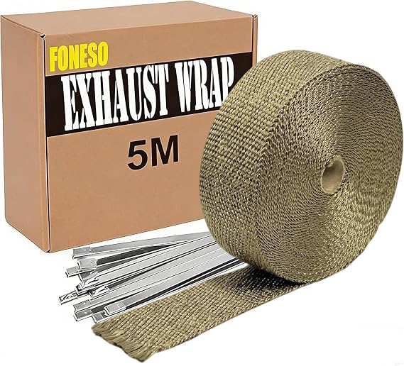 Foneso Exhaust Heat Wrap, 5M Titanium Exhaust Muffler Tape