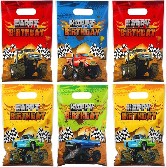Pajean 48 Pcs Monster Truck Party Favor Bags, Plastic Birthday for Kids