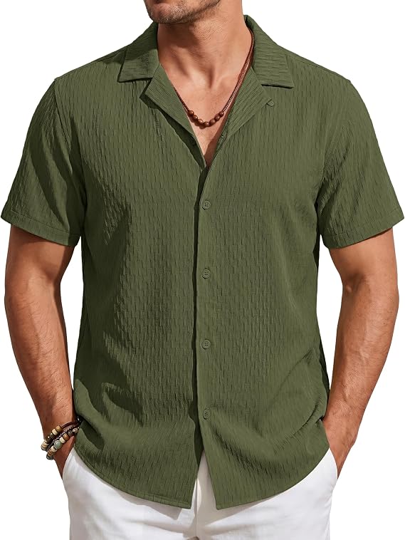 TACVASEN Mens Short Sleeve Dress Shirts Button Down Casual Summer Shirt