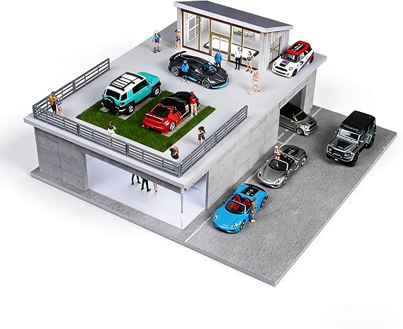 Diorama 1/64 Garage Model, LED Lighting Parking Lot Scene Display Case for Diecst Model Cars Building Model Garage (Sun Room) | Japanese Display Case, Workshop Model for 1:64 Diecast Model Cars Display, Model Cars Showcase, Building Model (Sunroom)