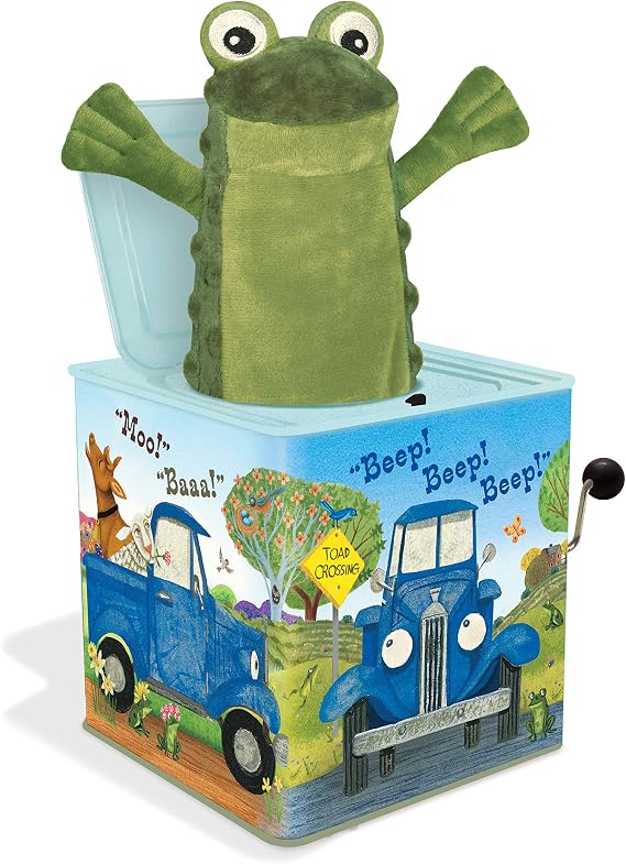 YOTTOY Little Blue Truck Collection | Little Blue Truck Jack-in-The-Box Infant Plush Toy with Music 5.5 x 5.5 x 5.5