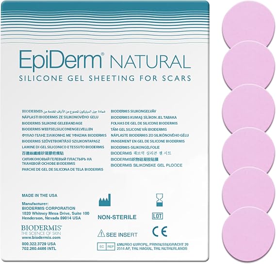 EpiTab Silicone Scar Circles, Reusable Silicone Scar Sheets, 6-Pack, Clear
