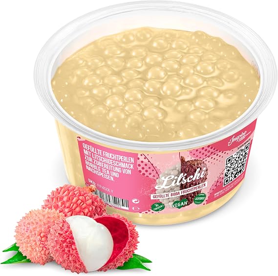 INSPIRE FOOD Popping Boba Pearls for Bubble Tea - Lychee - 450gm