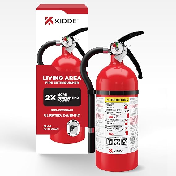 Kidde Living Area Fire Extinguisher for Home, 2-A:10-B:C, KD143-210ABC | Residential Multi-Purpose Extinguisher for Small to Medium Common Household Fires, 4lb. Dry Chemical