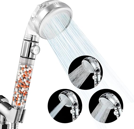 Shower envy High-Pressure Filtered Shower head with filters Ionic Beads, 3 Spray Modes, Flow-Pause Lever, Water Softener Bathroom & RV Essential