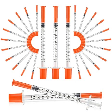 100 Pcs 1ml 30G 8 mm Liquid Measuring Tools, Dispensing Measuring Tool with Caps, Individually Sealed Packaging, Multiple Uses Distribution Tools for Lab Liquid Separation&Plant &DIY Crafts (100)