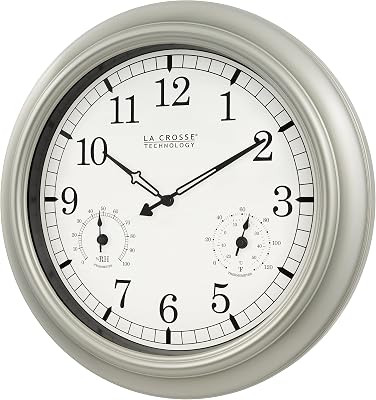 La Crosse Technology WT-3181PL-Q Quartz Time Analog IndoorOutdoor Wall Clock, 18