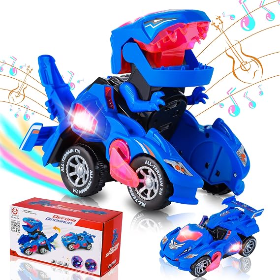 Transforming Dinosaur Car Toy for Kids 2-5, Birthday Gift for Toddler Boy