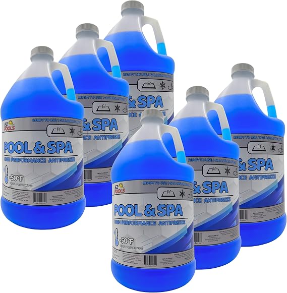 EZ Pools Antifreeze for Pool & Spa 6 Gallon Non-Toxic Winterizing Formula with Step-by-Step Guide