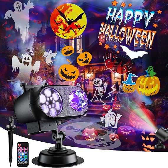 2026 Brighter Halloween Projector Lights,8 Patterns 10HD Slides (Ocean Wave & Patterns), 8 Themes Holiday Projectors with Remote for Halloween Decorations Outdoor or Indoors