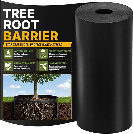 Tree Root Barrier 36in x 15ft x 60mil Tree Root Barrier Heavy Duty Bamboo Barrier Protects Sidewalks Roads and Driveways