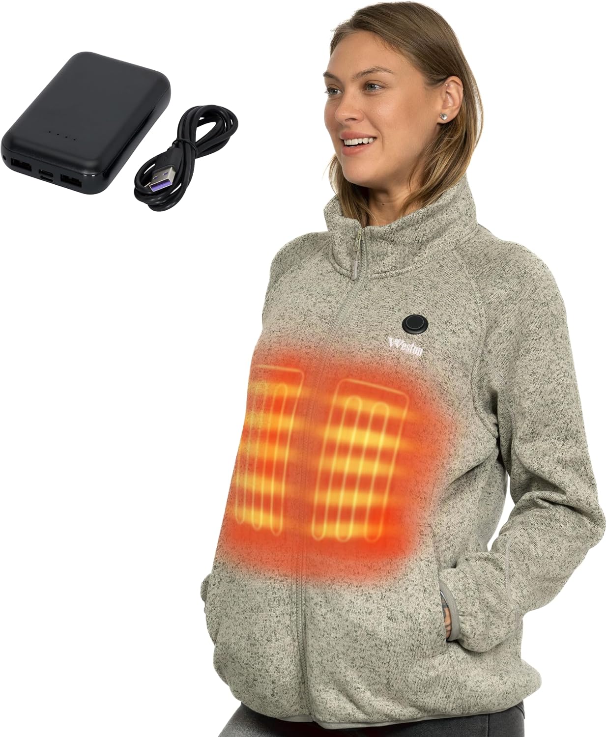 Weston Heated Fleece Jacket for Women - Rechargeable & Electric - Womens Heated Jacket & Sweatshirt for Cold Weather