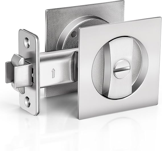 Privacy Pocket Door Hardware, Pocket Door Lock, Silver
