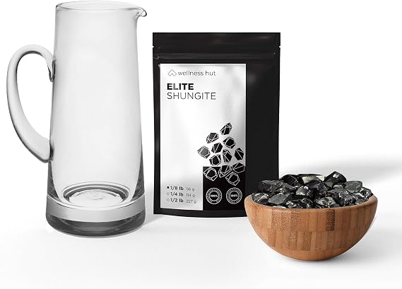 wellness hut Elite Shungite Stones - for Shungite Water - 1/8 Pound (56 Grams) 0.5-1.2 inch Stones