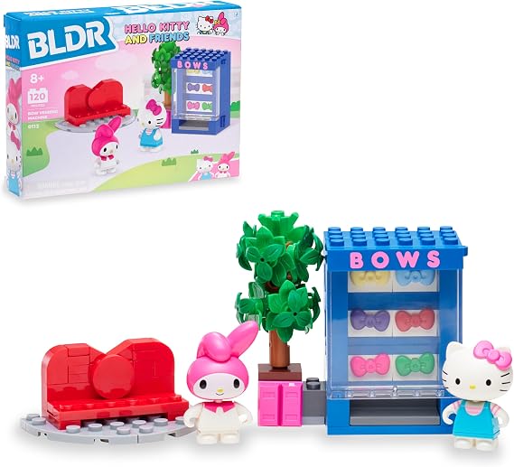 BLDR Hello Kitty and Friends Bow Vending Machine Building Set 0112 with Hello Kitty and My Melody Minifigures - Gift for Kids and Sanrio Fans Ages 8+