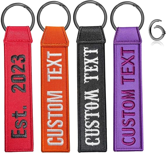 QJS PATCH Custom Keychain, Make Your OwnPersonalized Number/Text key tags | Embroidered key Tag Accessories, Gifts for Cars, Backpacks, luggage ,Motorcycle,Scooter, Luggageand More