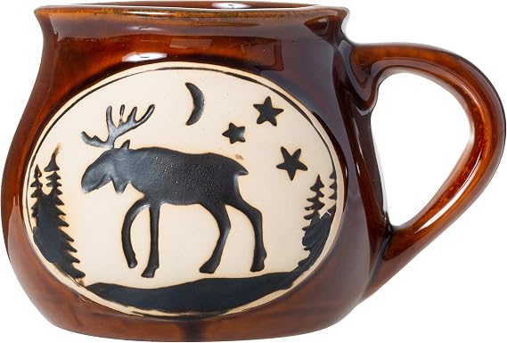 Cape Shore Handcrafted Bean Pot Stoneware 16oz Mug, Multiple Styles Available (Moose)
