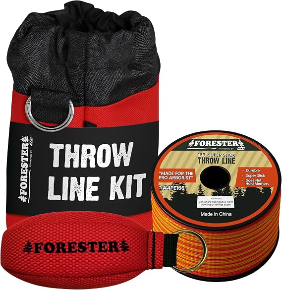 FORESTER Arborist Throw Line Kit W/Bag | 15oz Throw Weight & 166ft Rope | Ultra Slick 100% Polyester Rope | Arborist Equipment for Tree Climbing