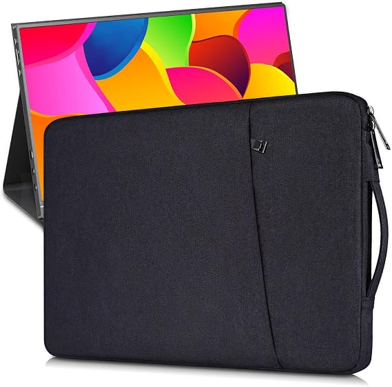 15.6-16.1 Inch Portable Monitor Sleeve Case for CAPERAVE KYY MNN VILVA InnoView ZSCMALLS QQH FANGOR HONGO CNBANAN ViewSonic, ASUS ZenScreen ACER Laptop External Display Travel Carrying Bag