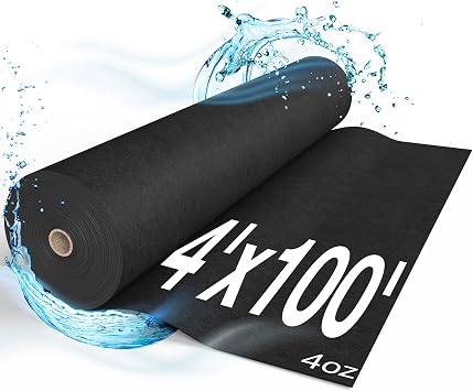 Non Woven Geotextile Fabric, 4ft x 100ft 4oz BE&ST for Landscape Projects, French Drains, Retaining Walls, Underlayment, Drainage, PROF Industrial Fabric, Tensile strength - 450 N; Load limit - 1500 N