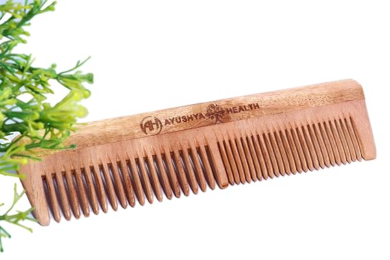 Handmade Neem Wood Comb for Women and Men, Wide Tooth, Anti Dandruff, Dual Teeth, Handcrafted, Ecofriendly, Hair Friendly, 7 Inch, Pack of 1