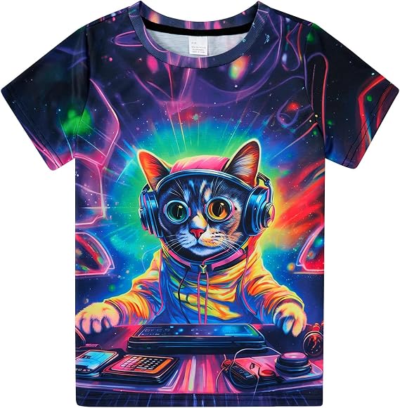 Enlifety Boys Girls T-Shirts 3D Graphic Shirts Kids Cool Short Sleeve Tees Size 4-14T